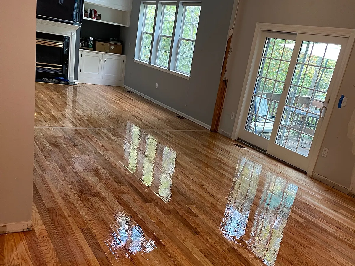 The same living room refinished with a glossy finish